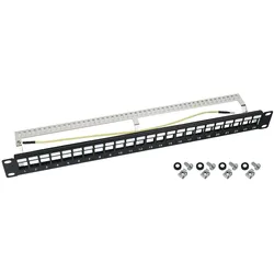 STP Keystone-Patchpanel für Serverschrank, HMF 66446, 24 Ports RJ45, 19 Zoll, Schwarz