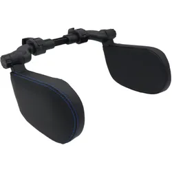 EasyTravel ergonomisches Auto Reise Kopfkissen - Kunstleder schwarz / Doppelnaht blau