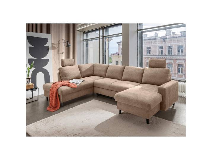 Livetastic Wohnlandschaft Passione, Hellbraun, Holz, Buche, Uni, 6-Sitzer, U-Form, 305x200 cm, Made in EU, Rücken echt, Wohnzimmer, Sofas & Couches, Wohnlandschaften, Wohnlandschaft U-Form