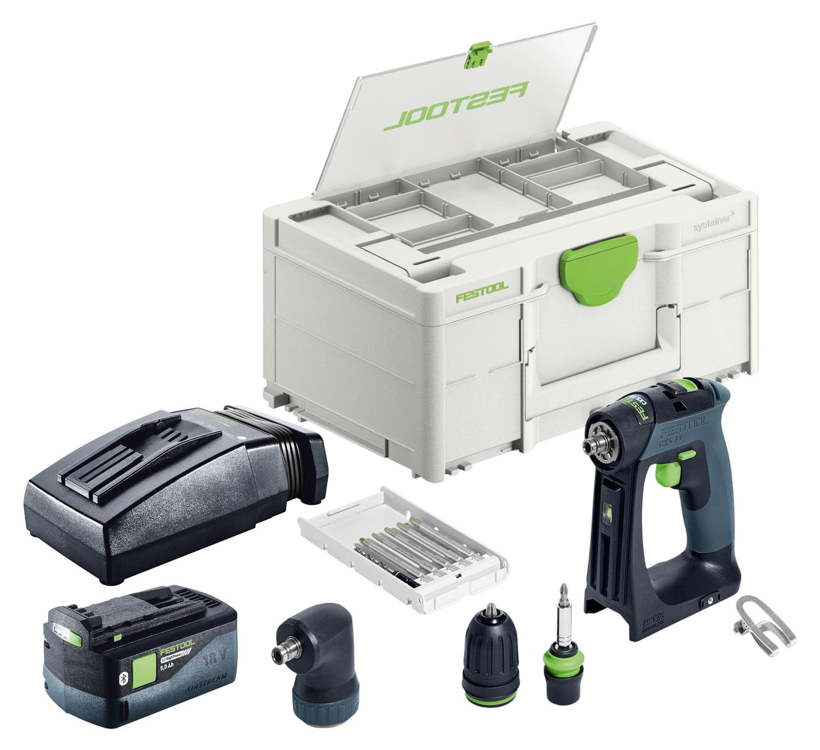 Festool CXS 18-Basic-set accuboormachine 18 V 40 Nm borstelloos met 1x 5,0 Ah accu, oplader en Systainer