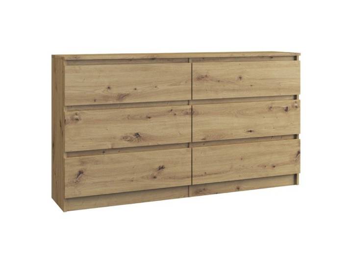 Commode - ASTER - 138x40x75 cm - 6 tiroirs - Style Scandinave - Bois mélaminé