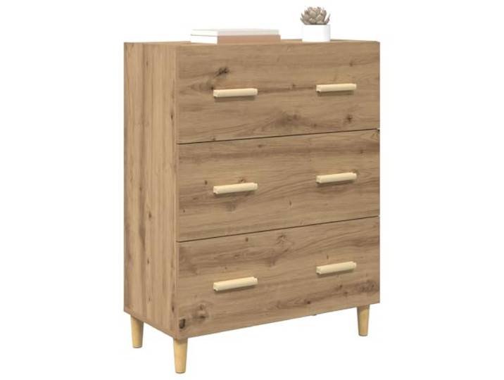 KTHLBRH Sideboard Eiche Handwerk 69,5 x 34 x 90 cm Holz mehrschichtig Modernes Design, großer Raum, Stangengriffe, Pflegeleicht, Wohnzimmer