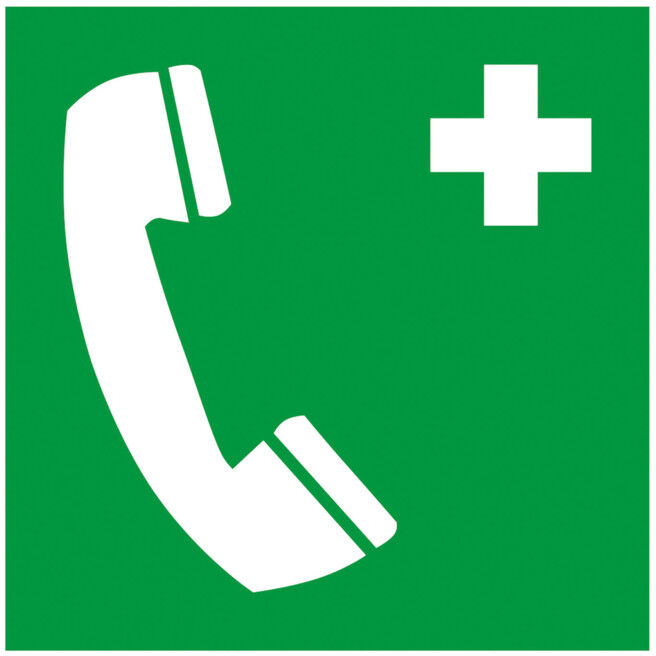Gramm Medical Symbole Téléphone d'urgence, plastique, 150 x 150 mm (300.100.11400)