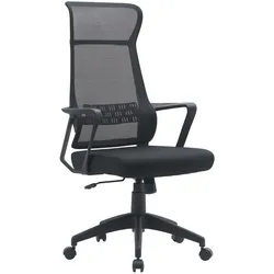 Bürostuhl Hoboken Stoff, höhenverstellbar mit Armlehne, modern, schwarz, gepolstert