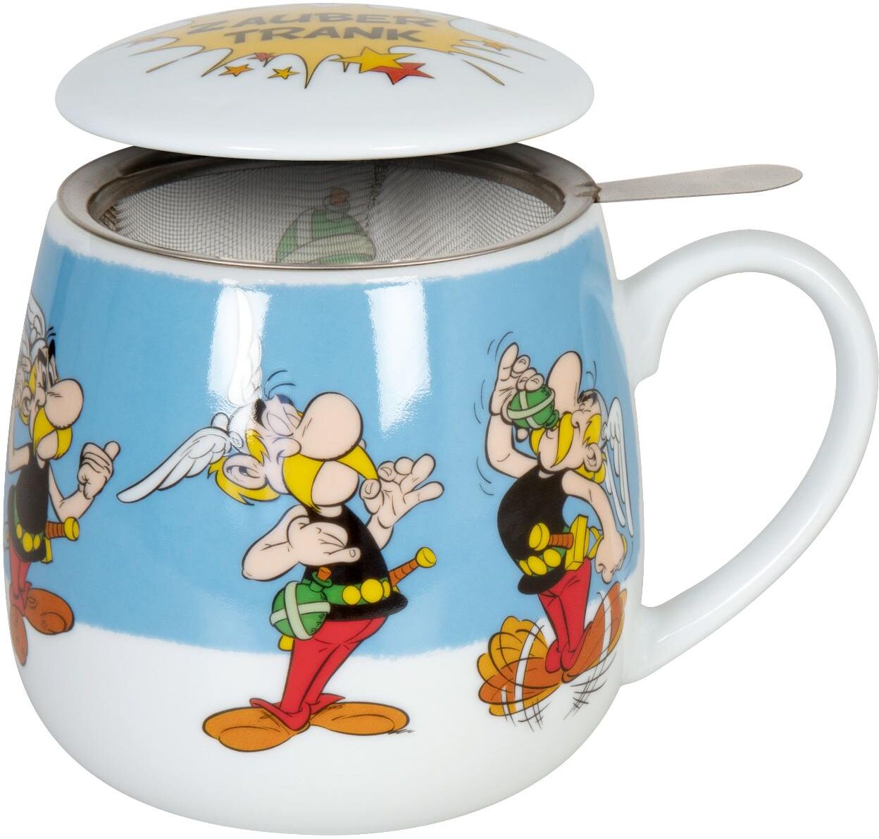 Tasse KÖNITZ "Asterix - Zaubertrank", bunt, H:9,7cm Ø:8,2cm, Porzellan, Trinkgefässe, Tasse bunt Ø 8,2cm x 9,7cm, 420ml, 1 Stk.