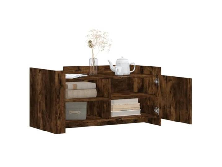 KTHLBRH Couchtisch Eiche Rauchgrau 100 x 50 x 50 cm Holz mehrschichtig Großer Stauraum, praktische Tür, zwei Montagemöglichkeiten, stabile und robuste Tischplatte
