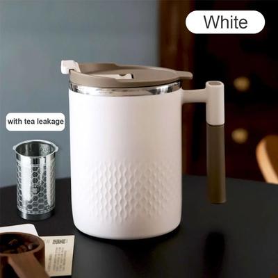 KitchenCuration 450ML Stainless Steel Tea Infuser Mug Portable Thermo Cup For Office And Travel ivory