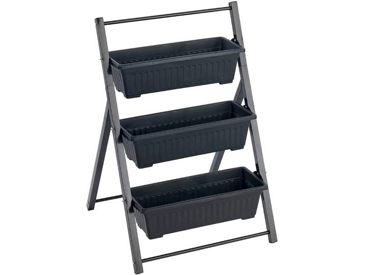 Hochbeet MAXIMEX Vertikales Hochbeet 3 Etagen , schwarz, B:56,5cm H:85cm T:61cm, Kunststoff, Metall, Pflanzgefäße, Hochbeet, vertikales Hochbeet für Balkon & Terrasse, herausnehmbare Pflanzkästen