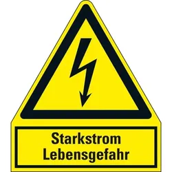 Schild I Warn-Kombischild Starkstrom Lebensgefahr, Kunststoff, 100x120mm, ASR A1.3, DIN EN ISO 7010 W012