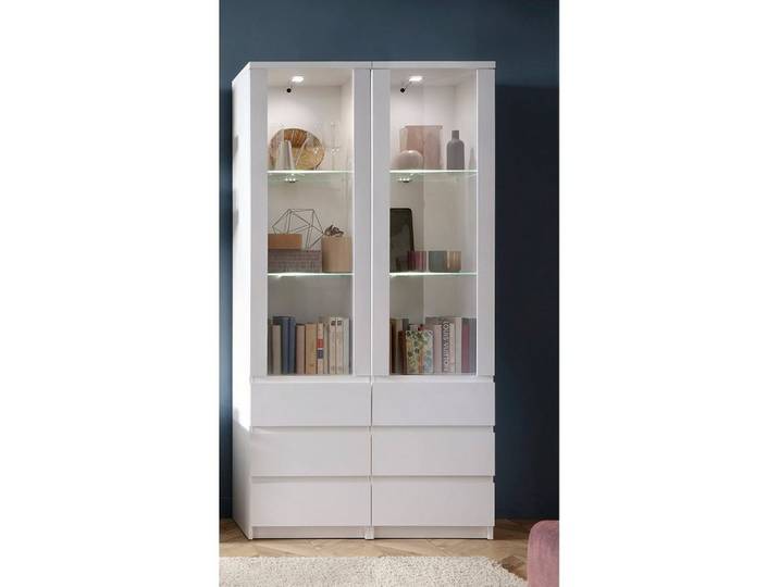 Lomadox Wohnzimmer-Set FORTALEZA-129, (Mega-Spar-Set, 2-St., 2-tlg), 2er Set in weiß mit LED-Beleuchtung