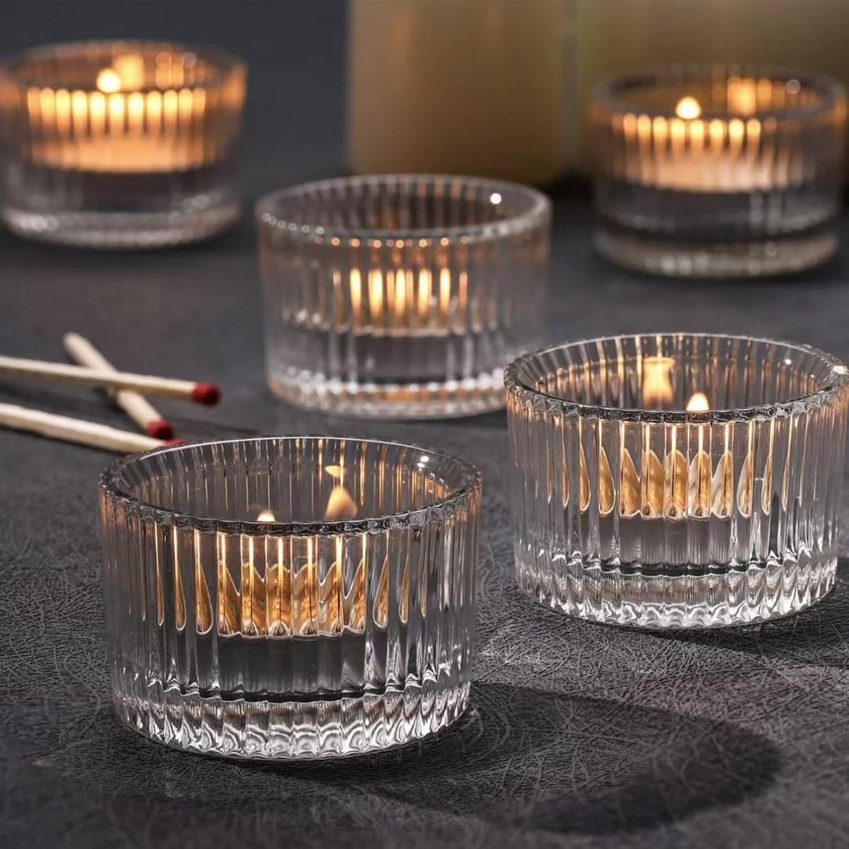 Set van 12 Transparante Glazen Theelichthouders voor Decoratie