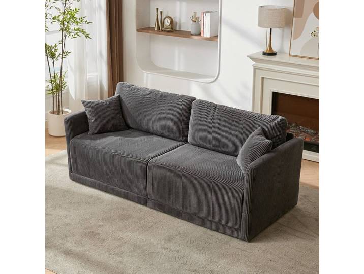 Canapé convertible 182x88x84 cm avec transformation multifonction rembourré gris