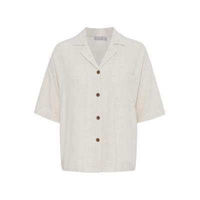 Kurzarmhemd FRANSA "Damen Kurzarmhemd FRATEL", Damen, Gr. S, N-Gr, blau (birch melange), Obermaterial: 70% Viskose CV. 30% Leinen LI., Hemden