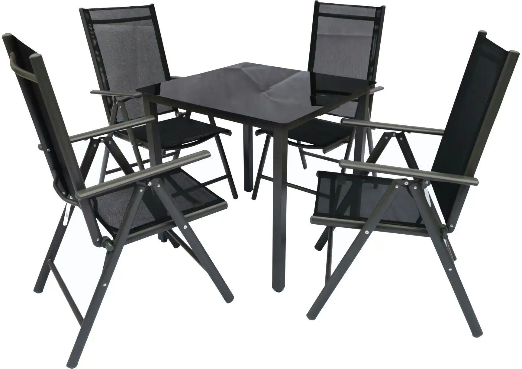 Höffner Gartenmöbel 5er-Set   ¦ schwarz ¦ Maße (cm): B: 80 H: 73