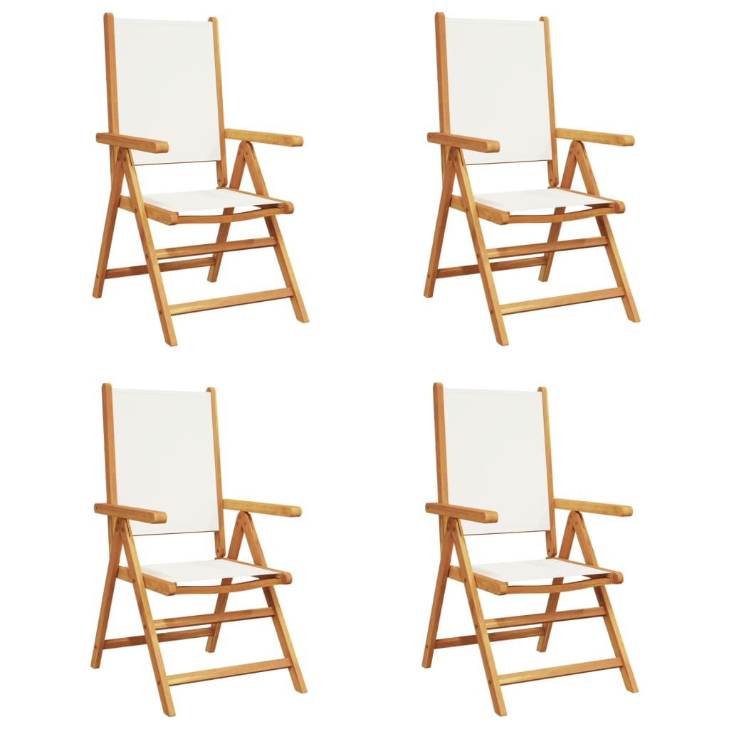 4-teiliges Set aus cremeweißem Stoff und Massivholz mit verstellbarer Rückenlehne