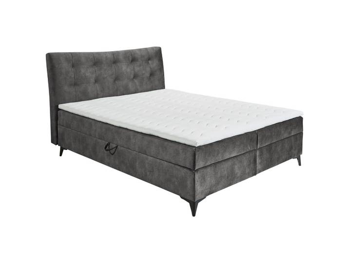 Mid.you Boxbett, Anthrazit, Kunststoff, 180x200 cm, Bettkasten, gepolstertes Kopfteil, Topper durchgehend, Schlafzimmer, Betten, Doppelbetten