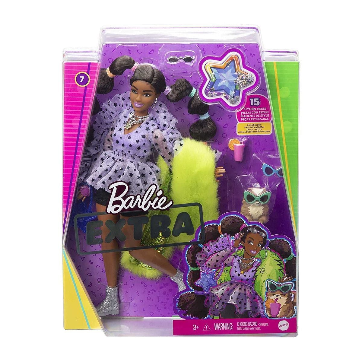 Mattel Barbie Extra aankleedpop met vlechtjes en haarbandjes