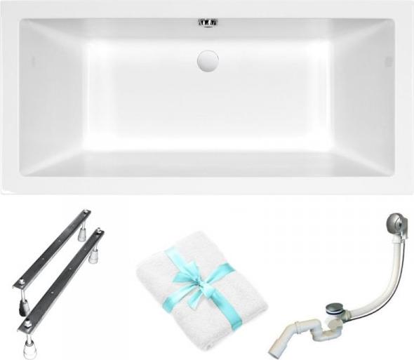 Cersanit | Badewanne - Rechteckige Badewanne Intro - 160x75cm - Mit Syphon Und Füßen - Acrylwanne - Weiß