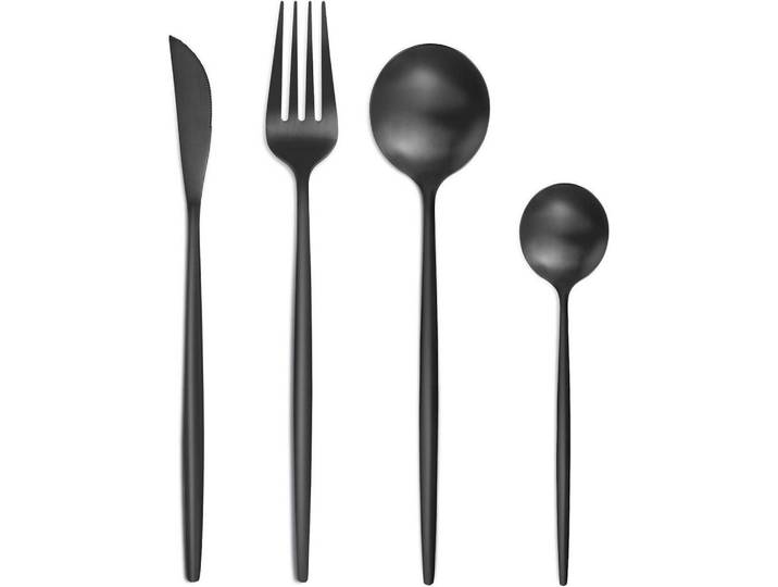 Besteck Set 24-teilig für 6 Personen Schwarz Matt Edelstahl, Metall, Besteck, Besteck-Sets