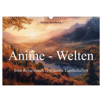 Anime - Welten: Eine Reise durch verträumte Welten (Wandkalender 2027 DIN A3 quer), CALVENDO Monatskalender