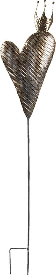 Clayre & Eef Tuinbeeld Herz Hart Goudkleurig met IJzeren Kroon B: 20 cm, D: 7 cm, H: 115 cm