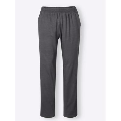 Schlafhose, Herren, Gr. 48/50, Normalgrößen, grau (anthrazit), 100% Baumwolle, unifarben, Hosen Schlafhose