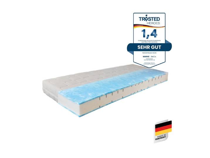 Gelschaummatratze GUMO, 7 Zonen Matratze 90x200,140x200 und mehr, weiche & feste Seite, Beco, 20 cm hoch, druckentlastende Gelschaumauflage,atmungsaktiv, Partner-/Wendematratze