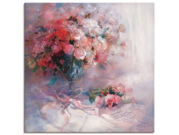 Leinwandbild ARTLAND Rosenstrauss , pink (farbe bild(er): pink), B:40cm H:40cm, Bilder, Leinwandbild, auf Holzrahmen gespannt