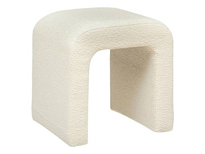 Atmosphera - Sevi Pouf aus weißem Bouclé-Stoff - 41 x 35,5 x 43 cm, skandinavischer Stil - Zusätzliche Sitzgelegenheit für Wohnzimmer, Schlafzimmer