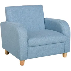 KINDERSOFA Kindersessel mit dickem Schaumstoff Sitzkissen Leinen Blau