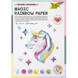 folia Spiegelkarton "Regenbogen", 24 x 34 cm, 12 Blatt
