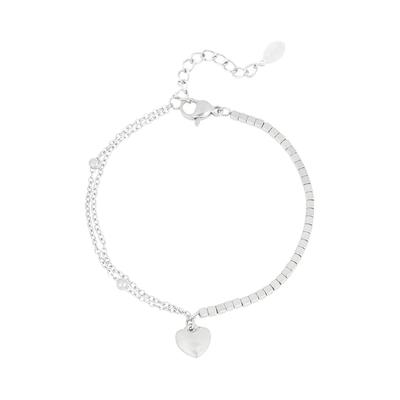 Charm-Armband ADELIA´S "Armband Charmarmband mit Herzanhänger, 16 cm", silber (silberfarben), Armbänder, Damen, yehwang_16, Edelstahl, Charm-Armband, modisch mit Herzanhänger