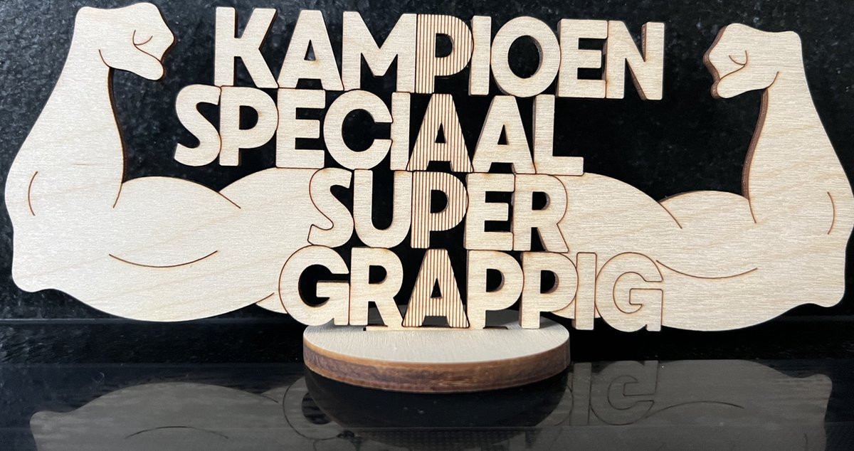 Woodart Tekst op Voetstuk Papa Kampioen Speciaal Super Grappig