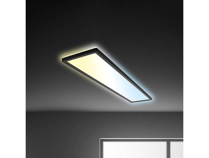 Briloner LED Deckenlampe Tava CCT, dimmbar, schwarz, für Arbeitszimmer / Büro, Kunststoff, LED Deckenleuchte