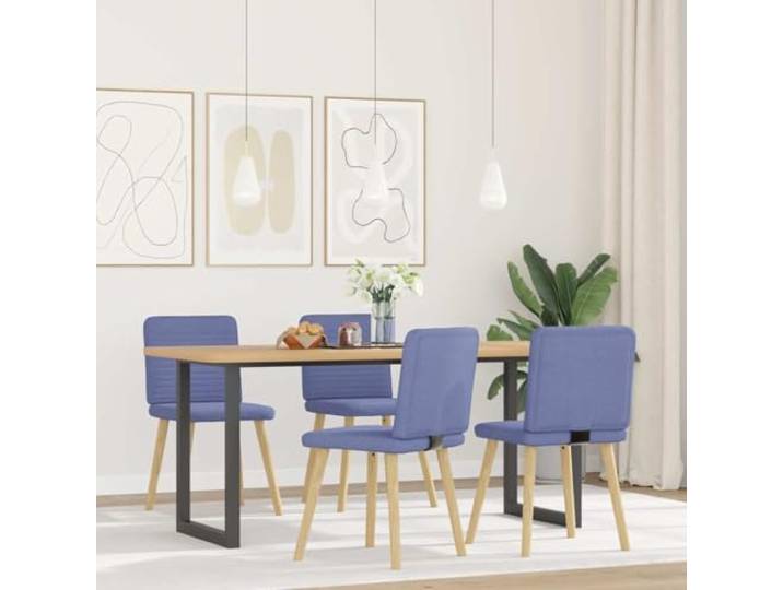 KGHERMDF Esszimmerstühle 4 STK. Jeansblau Polyester Metall-Holz-Gestell, Schaumstoffpolsterung, für Esszimmer, Wohnzimmer, Gästezimmer