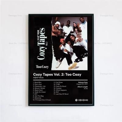 Inspired Finds ASAP Rocky Testing Album Cover Canvas Poster Aesthetic Wall Art cozy Tapes Vol 2 Too Cozy 11.81x15.75in No Frame