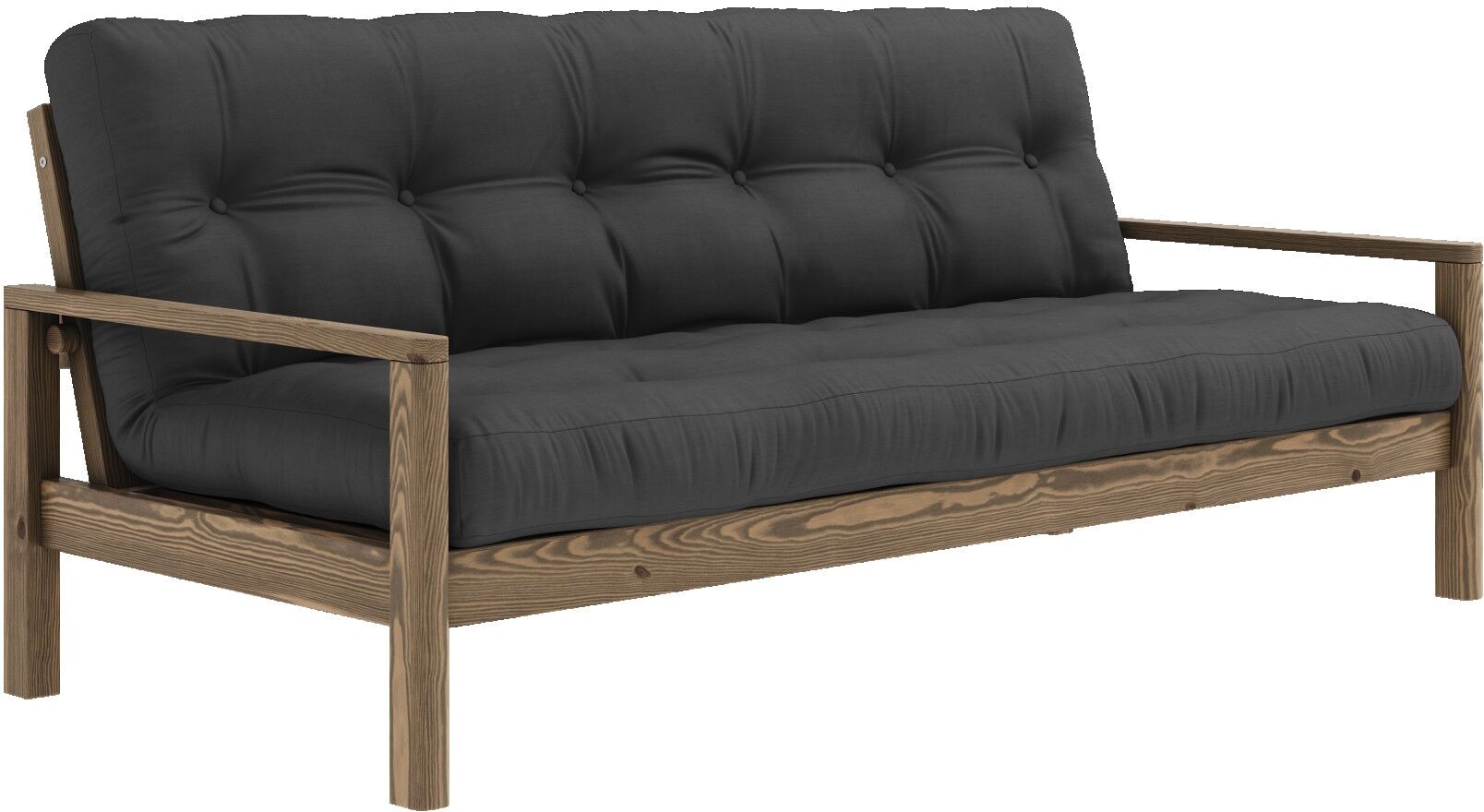 Schlafsofa KARUP DESIGN "KNOB", grau (dunkelgrau), B:205cm H:79cm T:95cm, Matratzenmaterialzusammensetzung: Futonmatratze mit Knopfheftung, Höhe 14 cm, aus recyceleten Mischfasern mit einem Kern aus 4 cm Schaumstoff. Matratzenfüllung: Baumwoll-Mix-Füllung