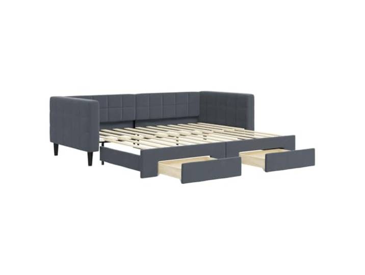 PUGYNBK Bettsofa, 90 x 200 cm, Dunkelgrau, Samt 2 in 1, 2 Schubladen mit Rollen, Struktur aus Holz und Metall, ohne Matratze