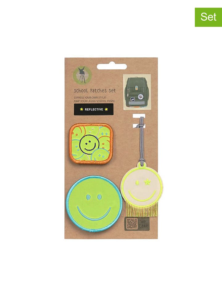 Lässig 3tlg. Patches-Set "Smile" in Grün/ Gelb - onesize