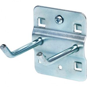 KS-Tools Werkzeughalter 860.0812, silber, für Lochwand, Doppelhaken mit schrägem Hakenende 45°, aus Metall, 35 mm