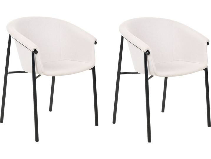 BELIANI Esszimmerstuhl 2er Set Beige Stoff mit Schwarzen Metallbeinen Retro-Design Polsterstuhl Wohnzimmer Essbereich Flur Diele Ausstattung Möbel