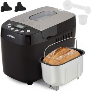 Arebos Brotbackautomat, 15 Programme, Kunststoff, bis 1500g, schwarz