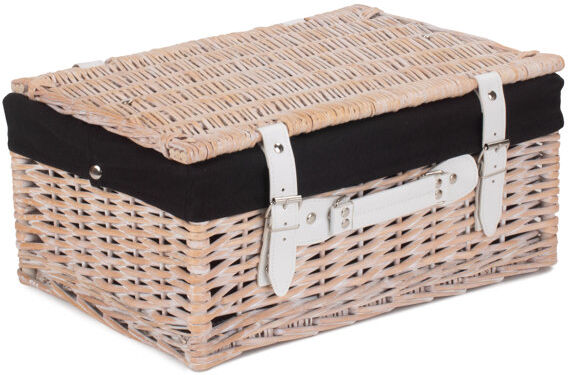 August Grove Wicker Basket with Lining White Hamper/Black Lining