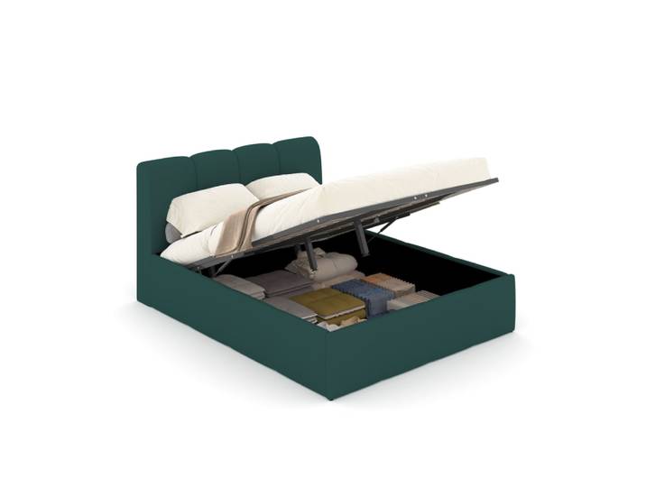 Lit coffre style nuage led 140x190cm velours vert