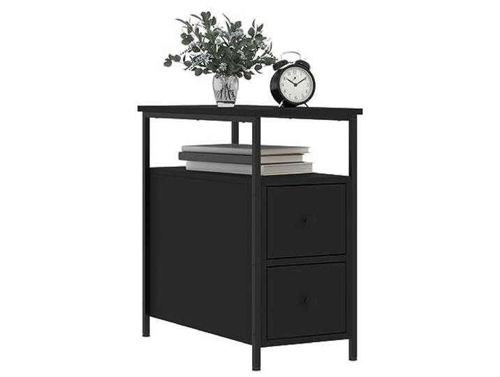 KTHLBRH Nachttisch, schwarz, 30 x 60 x 60 cm, Holz, mehrschichtig Eisenrahmen, verstellbare Füße, großer Raum, Kippschutz