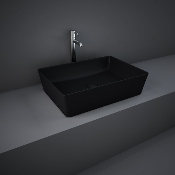 RAK Feeling Aufsatz-Waschbecken FEECT5000504A eckig, 50x36cm, schwarz matt