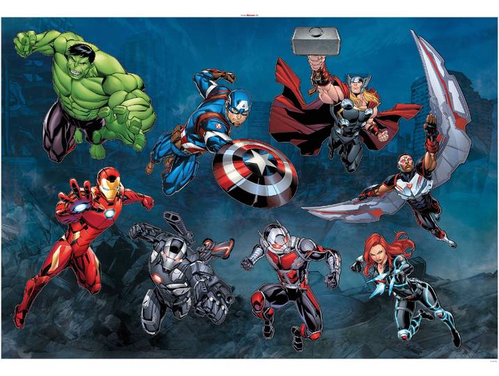 Wandtattoo KOMAR Avengers Action - Grösse 100 x 70 cm , bunt, B:100cm H:70cm, Folie, Wandtattoos, Wandtattoo, selbstklebend, Wandsticker, Kinderzimmer