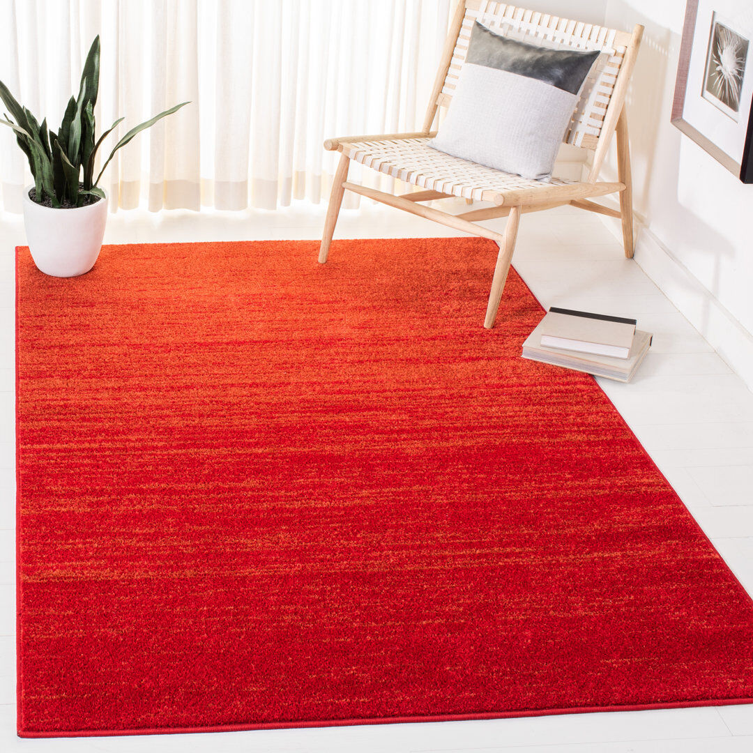 17 Stories Finy Rectangle Ombre Area Rug Red;Gray Rectangle 165 x 231 cm