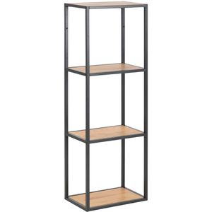 AC-Design Wandregal Seaford, schwarz / wildeiche, aus Metall / Holz, 4 Ebenen, 37 x 108 x 24cm