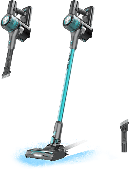 Aspirador escoba - Cecotec Conga Rockstar P50, 265 W, 50 min autonomía,HairOut antienredos, Succión de 80 AW, Negro/Azul